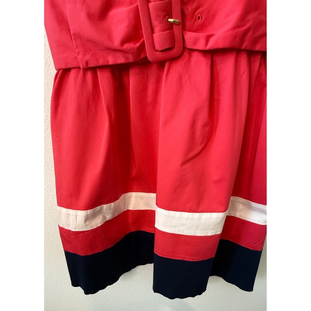 Kate Spade New York "Sawyer" Belted Fit & Flare Dress Pink White Navy Stripe - Picture 8 of 13